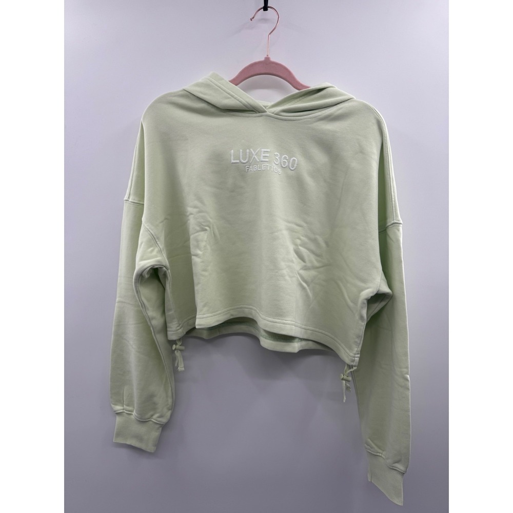 Fabletics Year Round Terry Luxe Cropped Hoodie Womens Medium Honeydew Active NWT